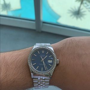 Rolex Perpetual Date Blue Dial Diamond bezel